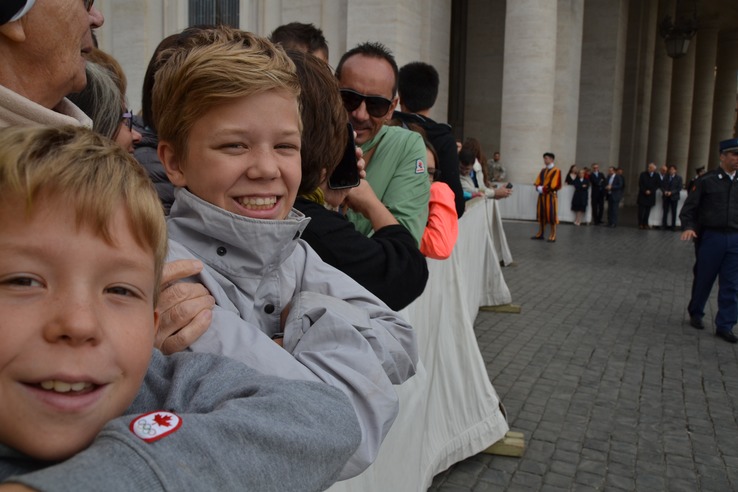 Boys waiting to see Pope Francis