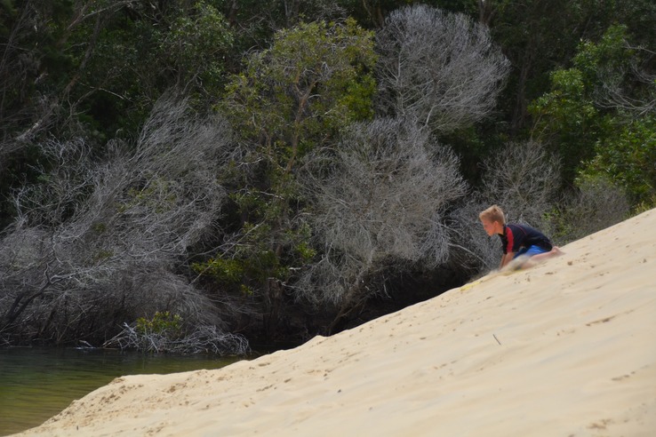 RIding down the sand dune at Lake Wabby