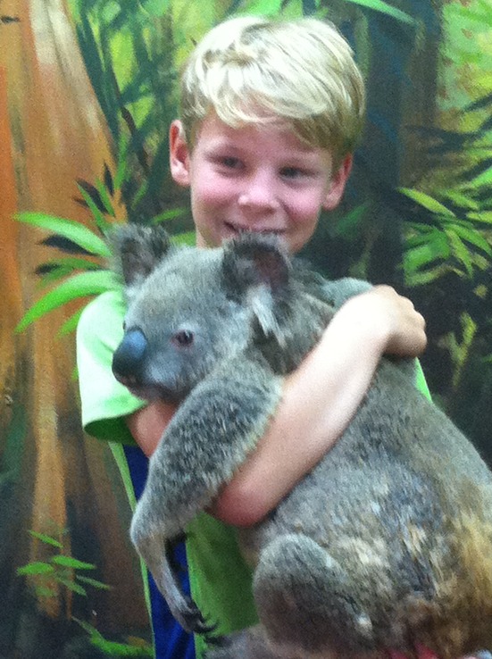 Jaxon Holding a Koala